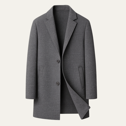 Men's Reversible Wool Trench Coat Notch Lapel - Vonnera