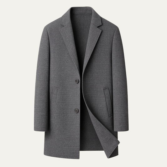 Men's Reversible Wool Trench Coat Notch Lapel - Vonnera