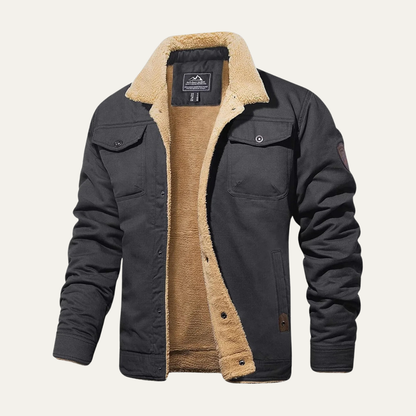 Men's Sherpa Lined Bomber Jacket Shearling Collar
