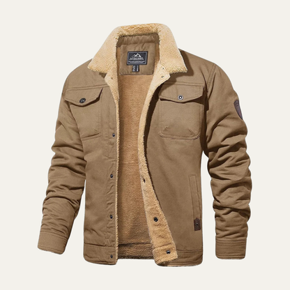 Men's Sherpa Lined Bomber Jacket Shearling Collar
