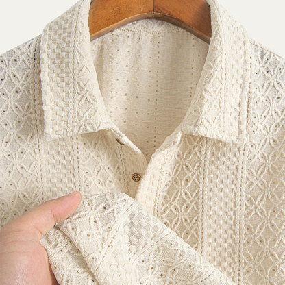 Men's Textured Knitted Polo Shirt