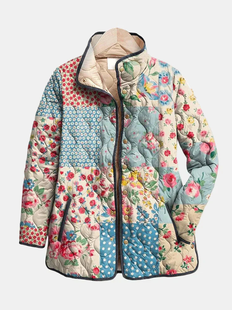 Women's Patchwork Floral Print Jacket - Vonnera