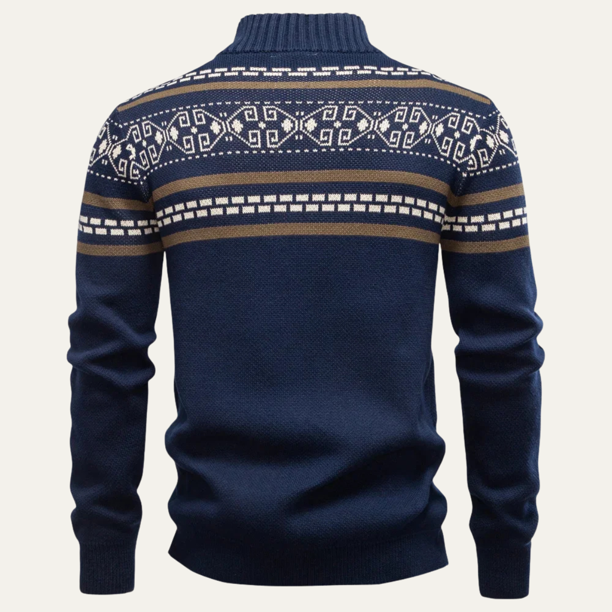 Men's Patterned Knit Cotton Cardigan Zip Up Winter