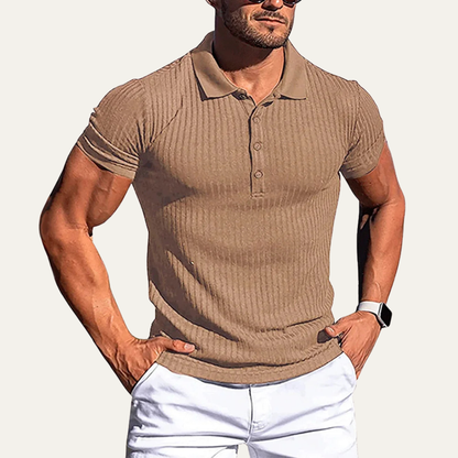 Men's Stretch Polo Shirt Ribbed Summer Style