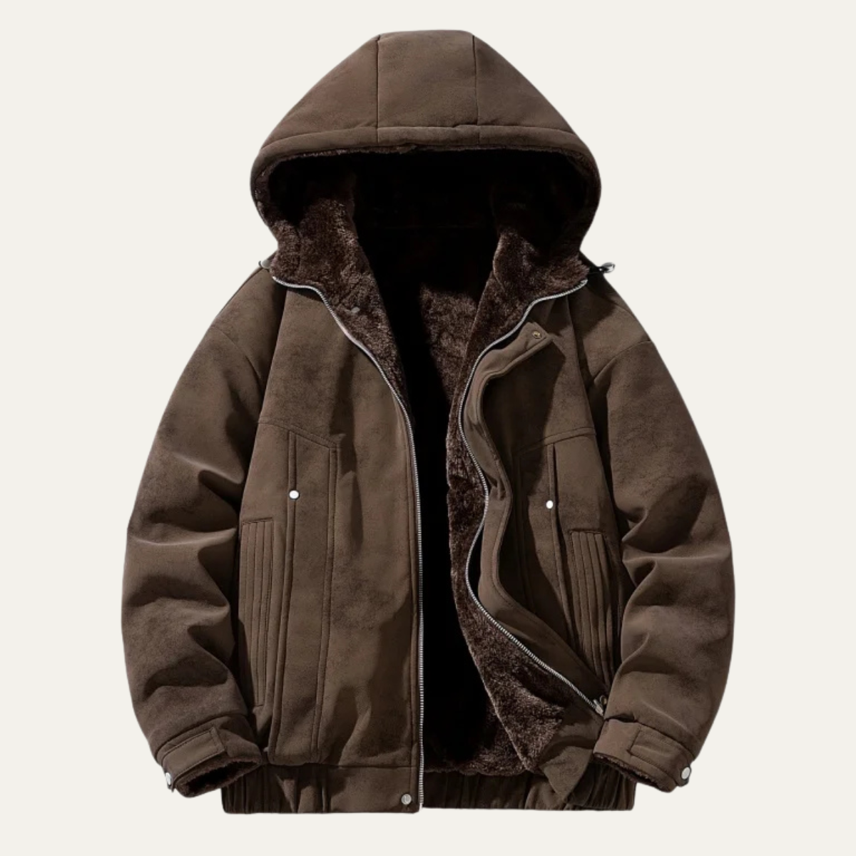 Men's Hooded Fleece Jacket Retro Style Lined - Vonnera