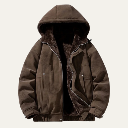 Men's Hooded Fleece Jacket Retro Style Lined - Vonnera