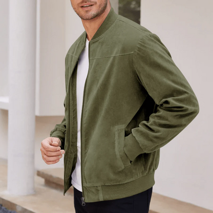 Men's Suede Bomber Jacket Vintage Style