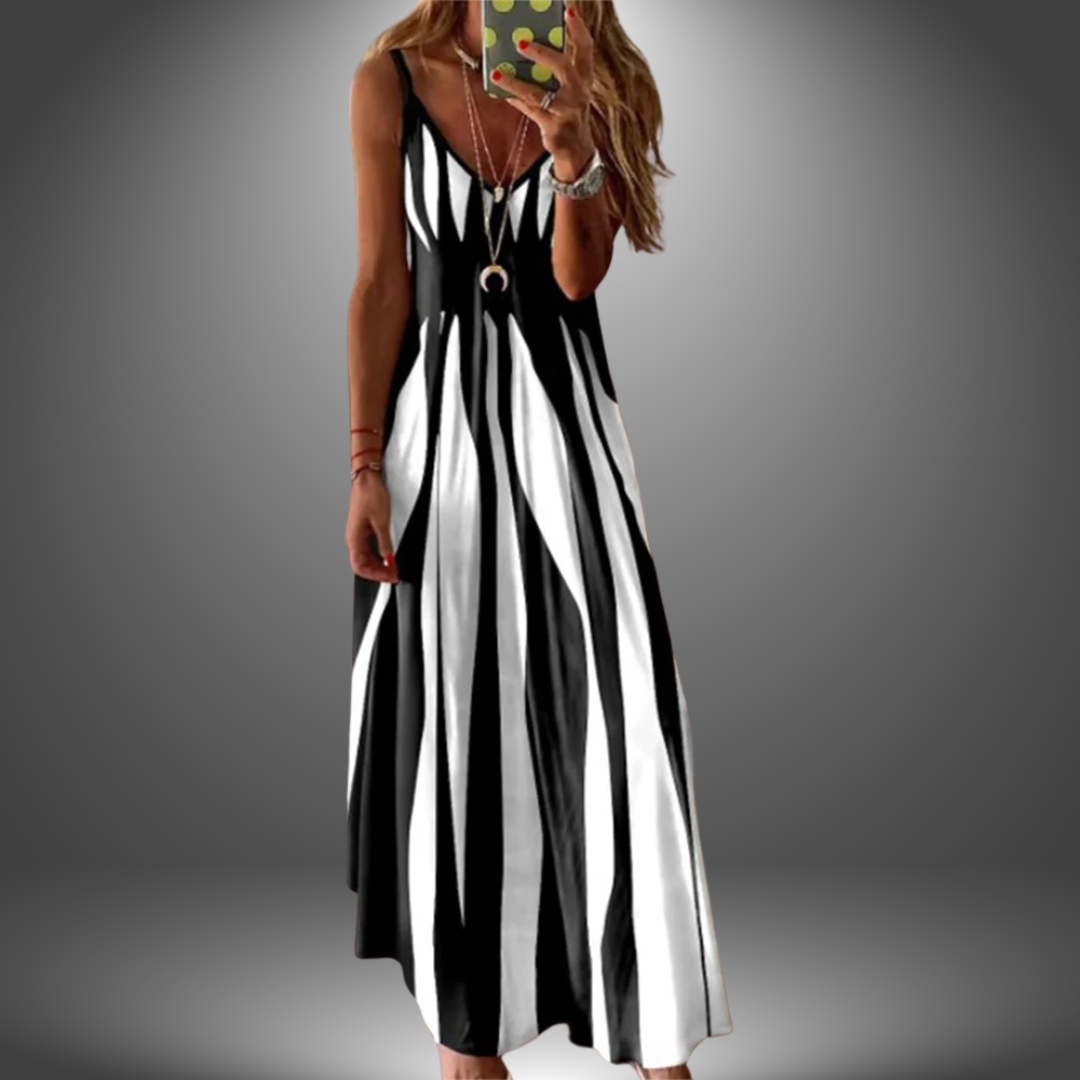 Women's Striped Sleeveless Maxi Dress