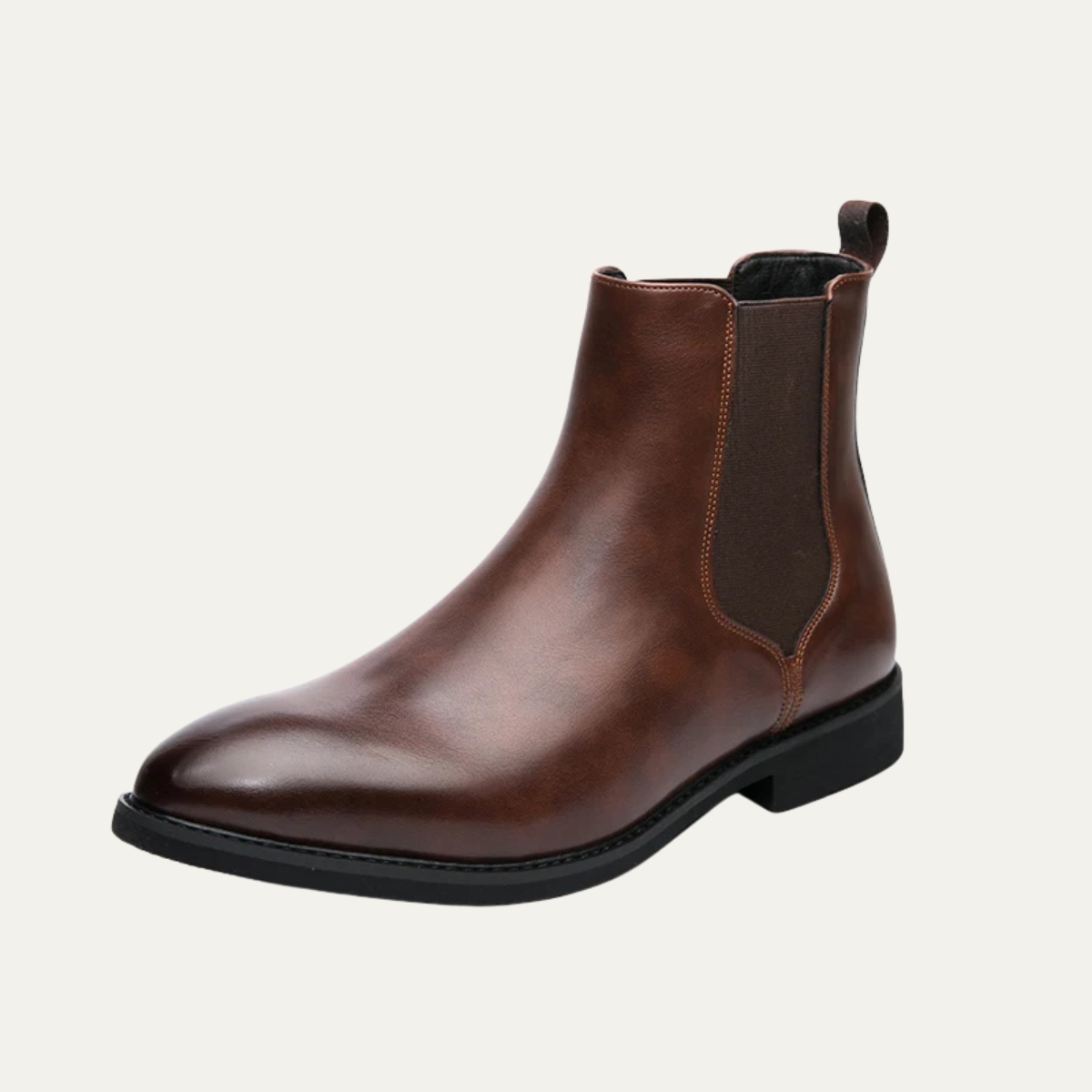 Manduria Men's Leather Ankle Boots Polished Black - Vonnera