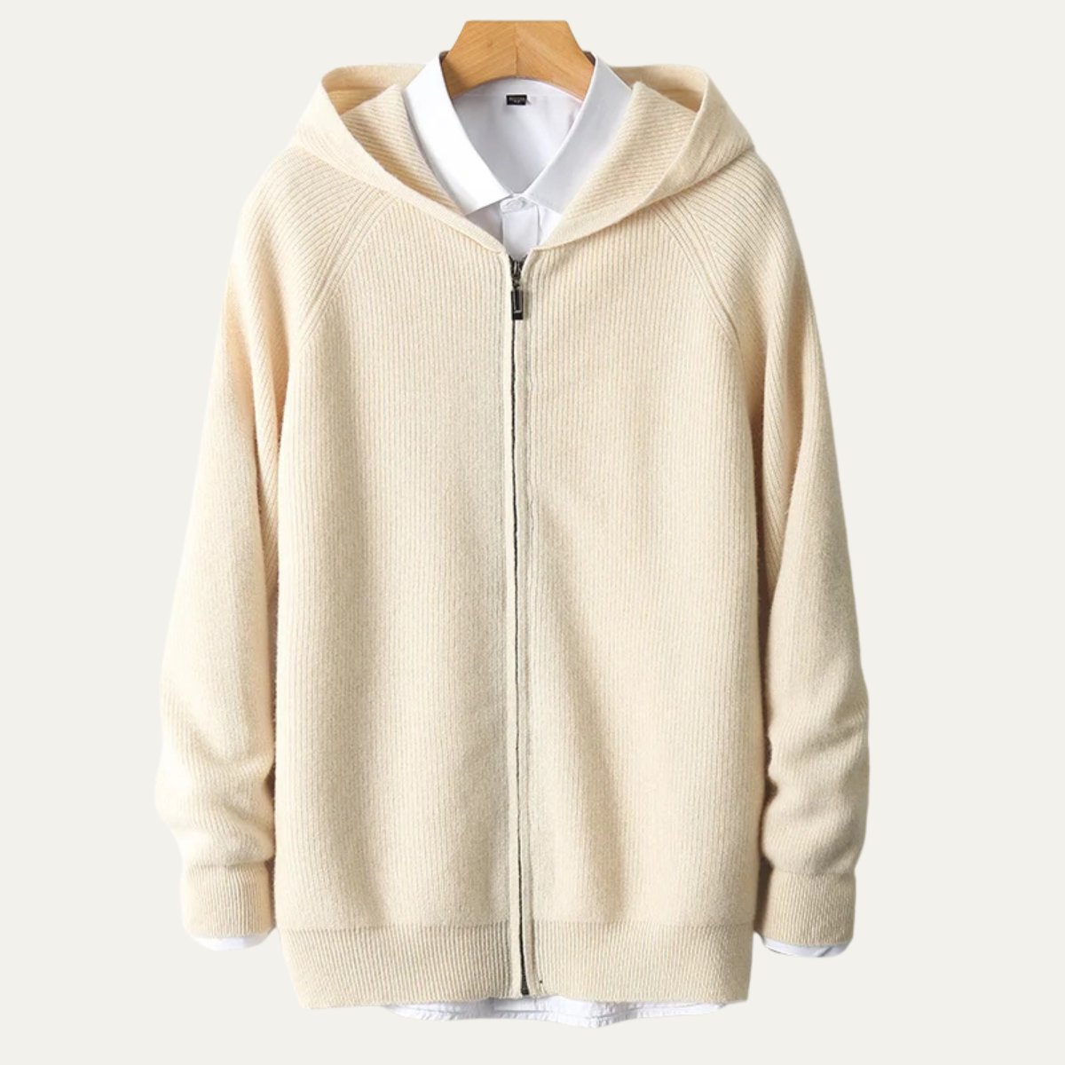 Men's Merino Wool Hooded Cardigan