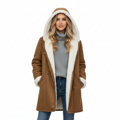 Women's Hooded Coat Warm Mid-Length Toggle Jacket - Vonnera