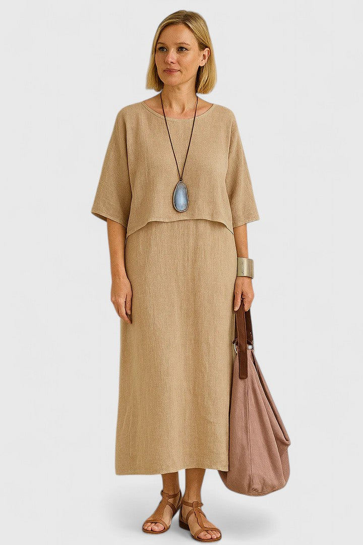 Women's Maxi Dress Set Two-Piece Short Sleeve