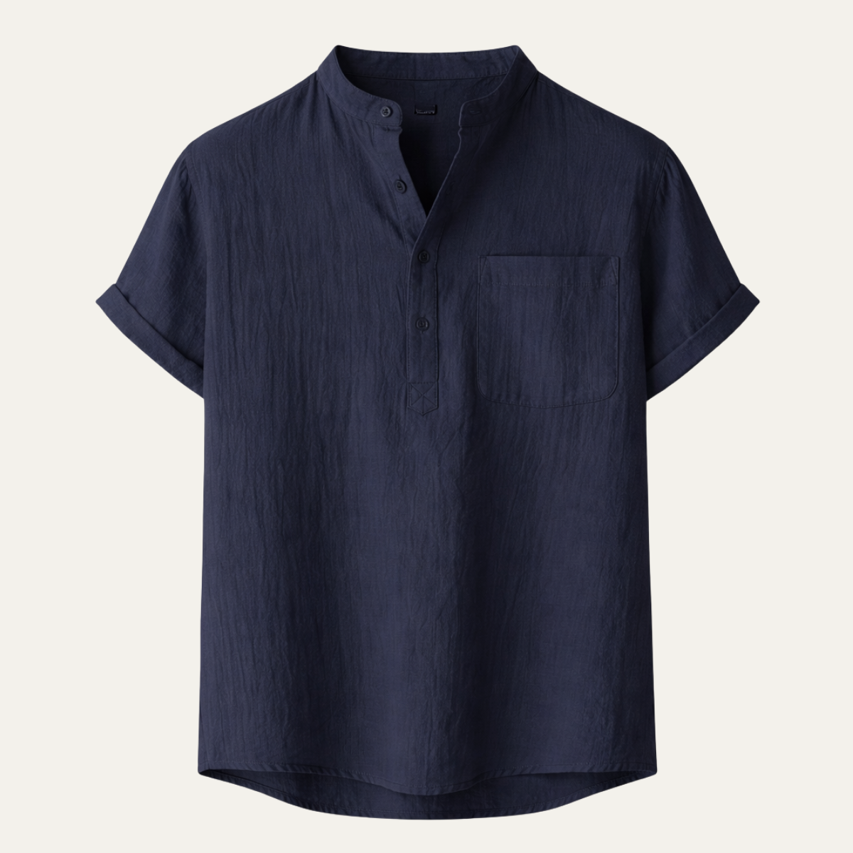 Men's Cotton Linen Henley Shirt Breathable - Vonnera