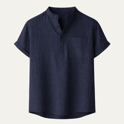 Men's Cotton Linen Henley Shirt Breathable - Vonnera