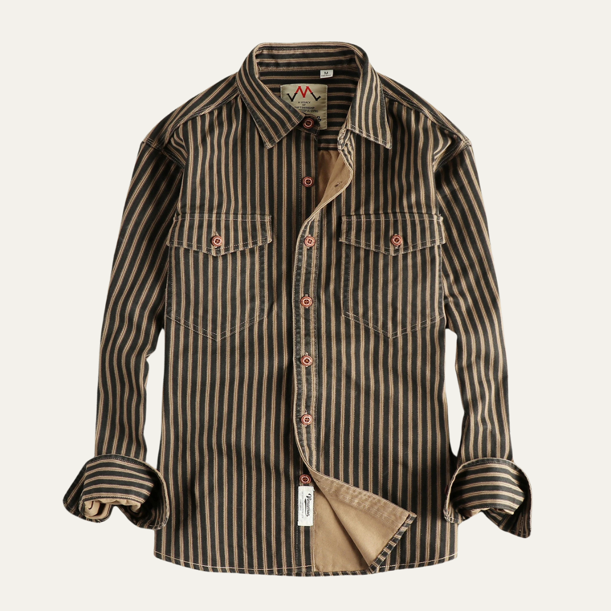 Mens Cotton Striped Button Up Shirt - Vonnera