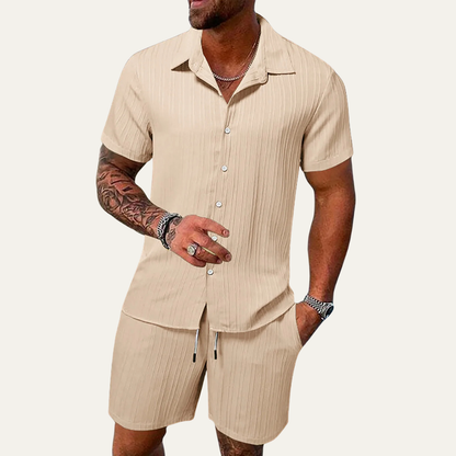 Men's Breathable Casual Shirt And Shorts Set