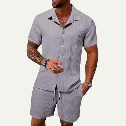 Men's Breathable Casual Shirt And Shorts Set