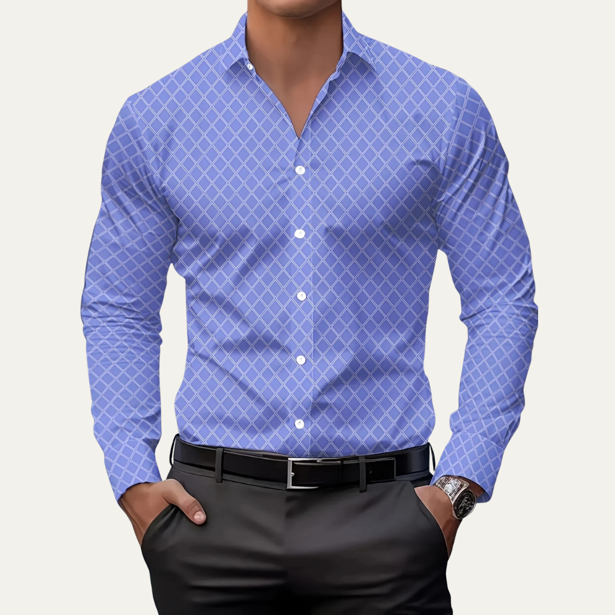 Men's Slim Fit Geometric Print Shirt