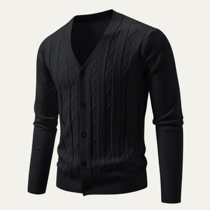 Men's V Neck Knit Cardigan Sweater Lightweight
