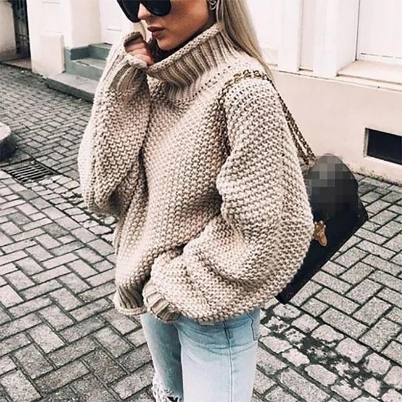 Women's Chunky Knit Turtleneck Sweater - Vonnera