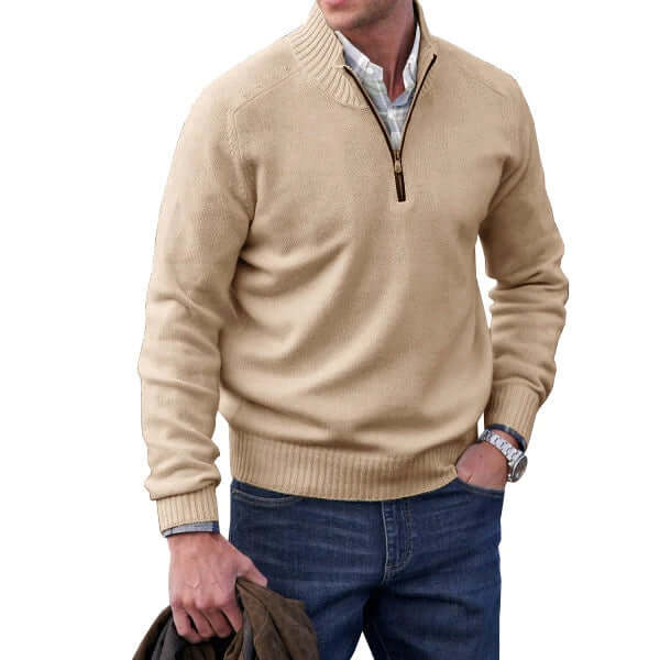 Men's Soft Knit Zip Pullover Sweater