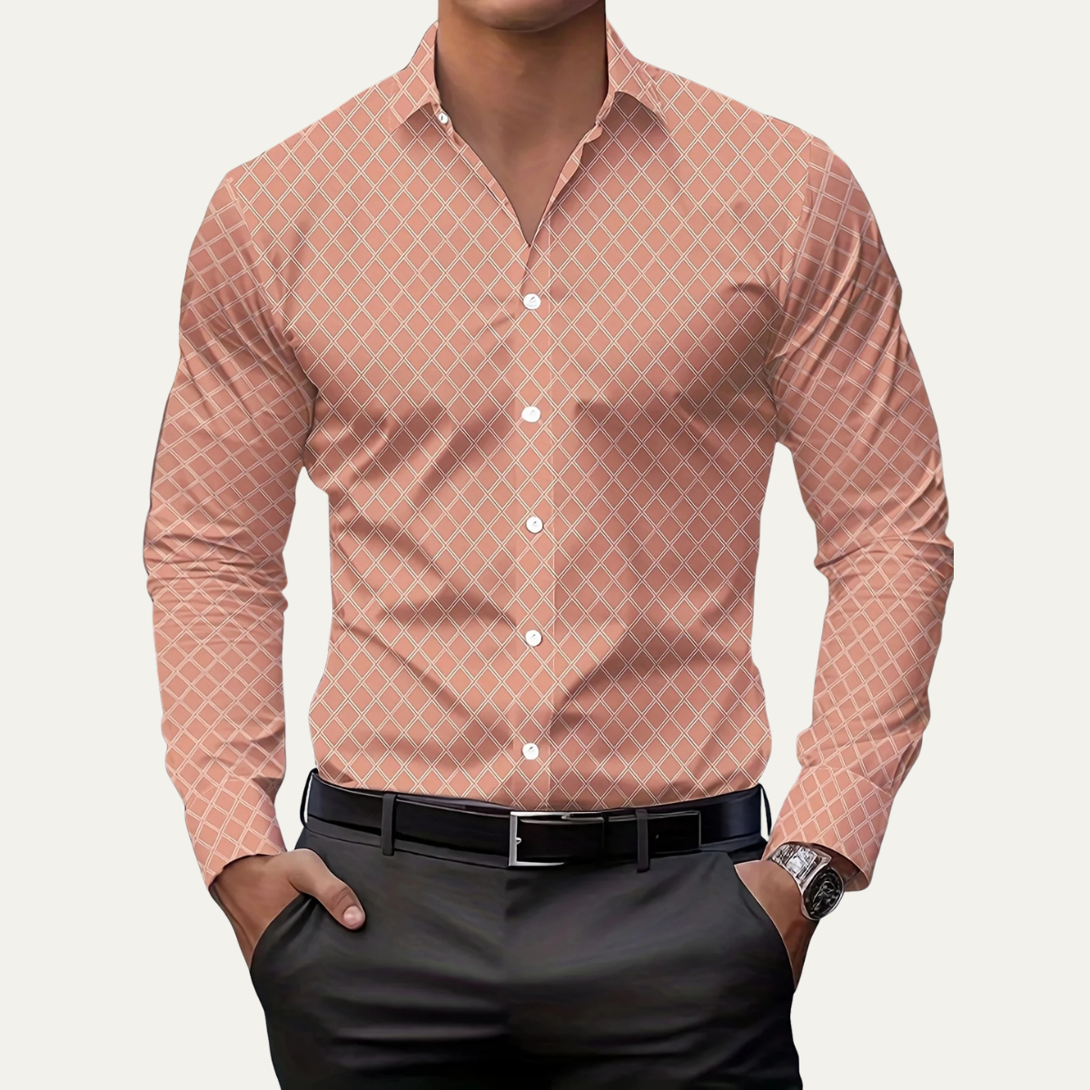 Men's Slim Fit Geometric Print Shirt