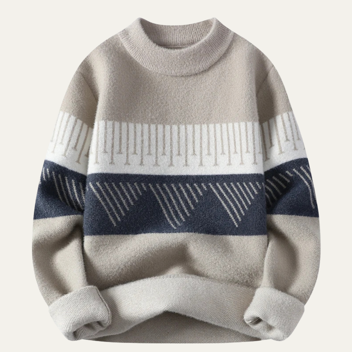 Men's Warm Pattern Sweater Khaki - Vonnera