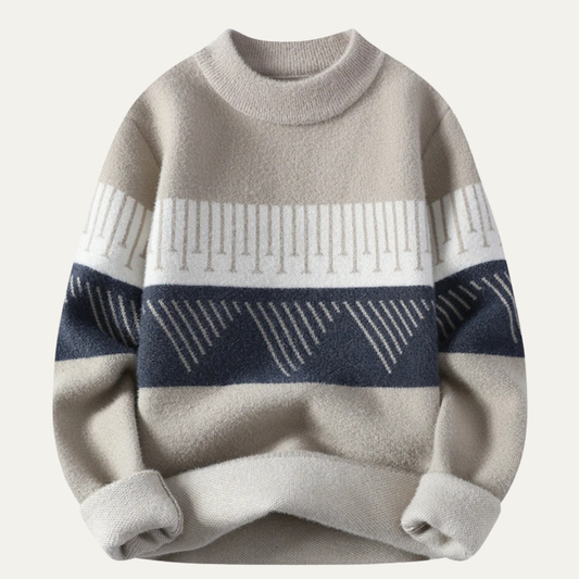 Men's Warm Pattern Sweater Khaki - Vonnera