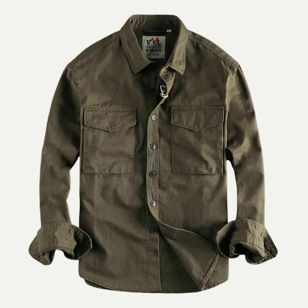 Men's Safari Work Shirt Cotton Button Up Tan - Vonnera
