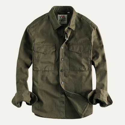 Men's Safari Work Shirt Cotton Button Up Tan - Vonnera
