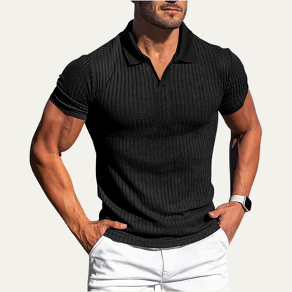 Men's Stretch Polo Shirt Ribbed Summer Style