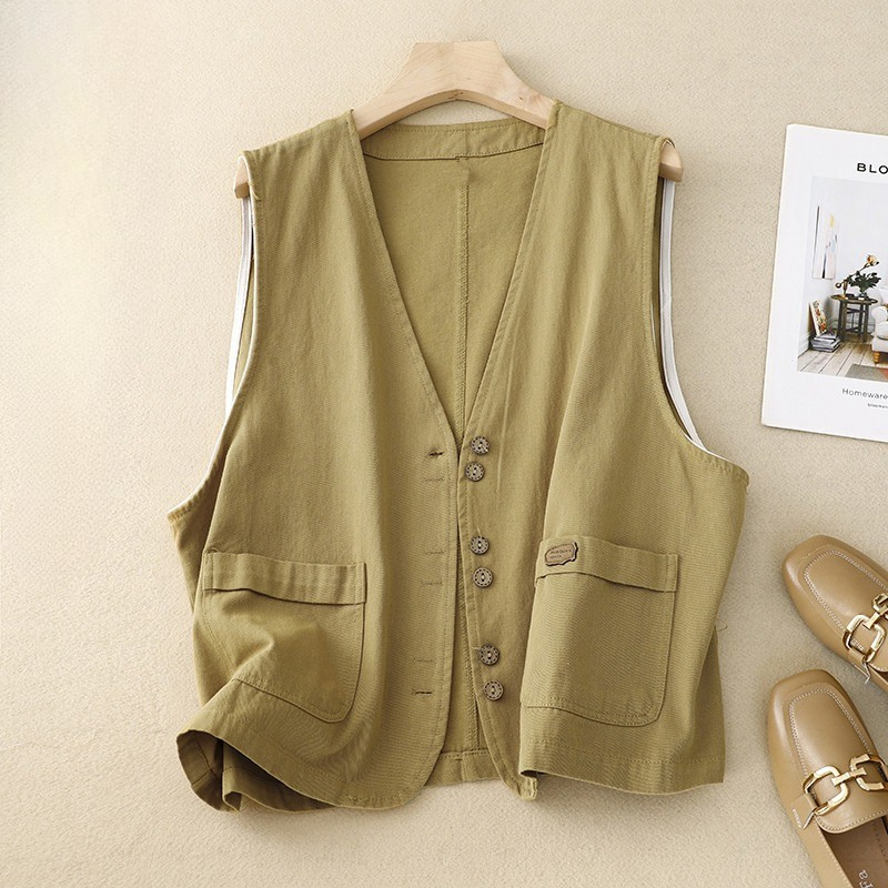 Women's Vest Buttons Down Patch Pockets