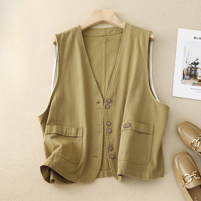 Women's Vest Buttons Down Patch Pockets