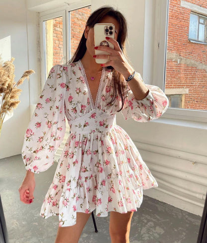 Women's Ruffle V-Neck Summer Dress - Vonnera
