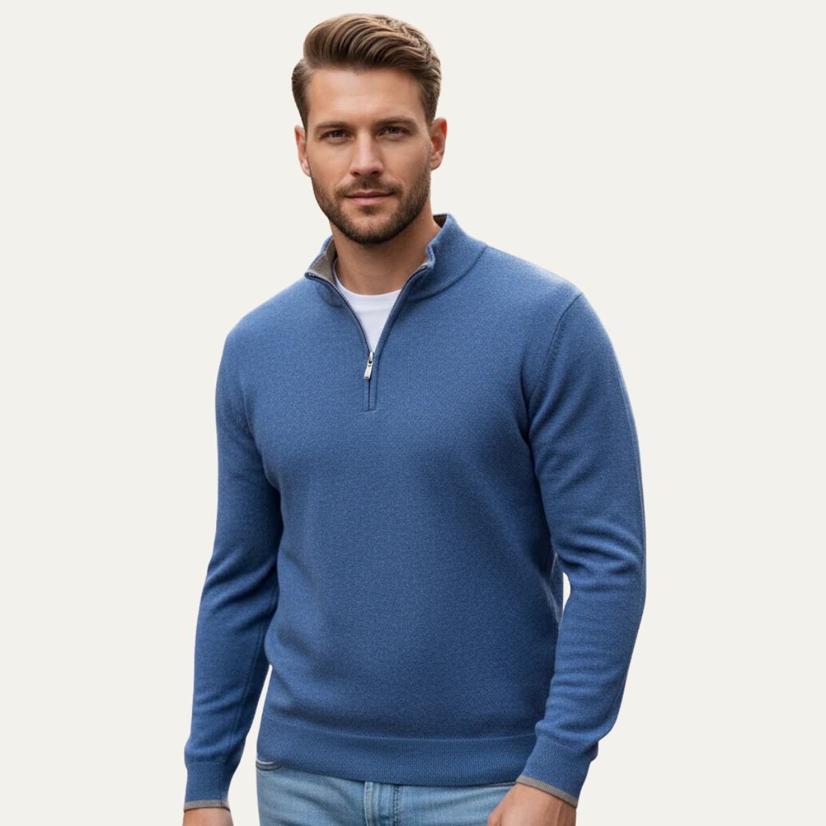 Men's Soft Knit Cotton Sweater Half Zip Casual