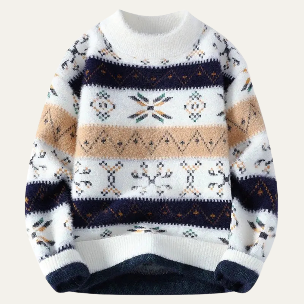 Men's Fleece Crewneck Sweater Nordic Pattern - Vonnera
