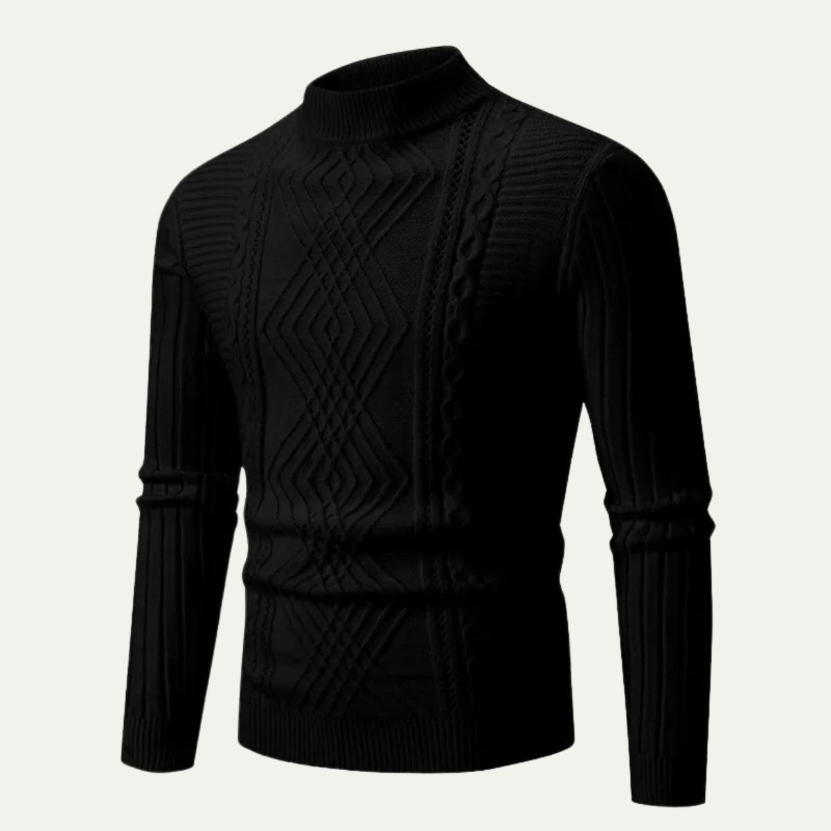 Men's Slim Fit Knitted Mock Neck Sweater
