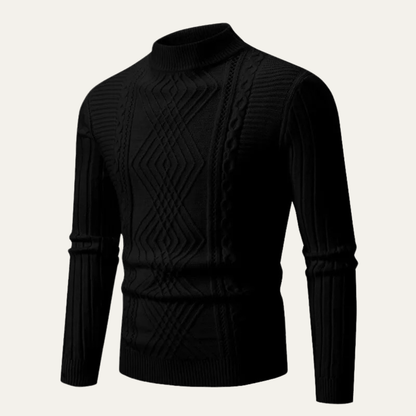Men's Slim Fit Knitted Mock Neck Sweater