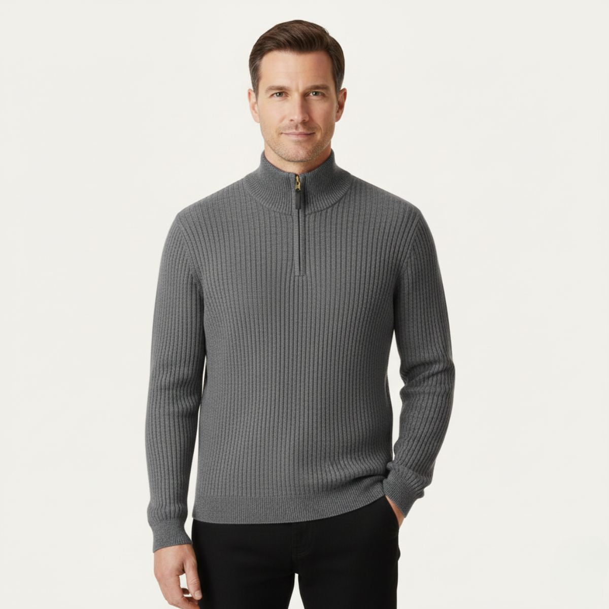 Men's Quarter Zip Sweater Old Money Color