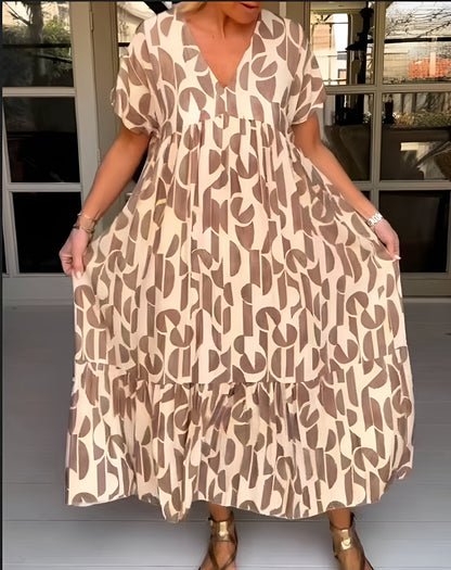Women's V Neck Flowy Midi Dress Evening