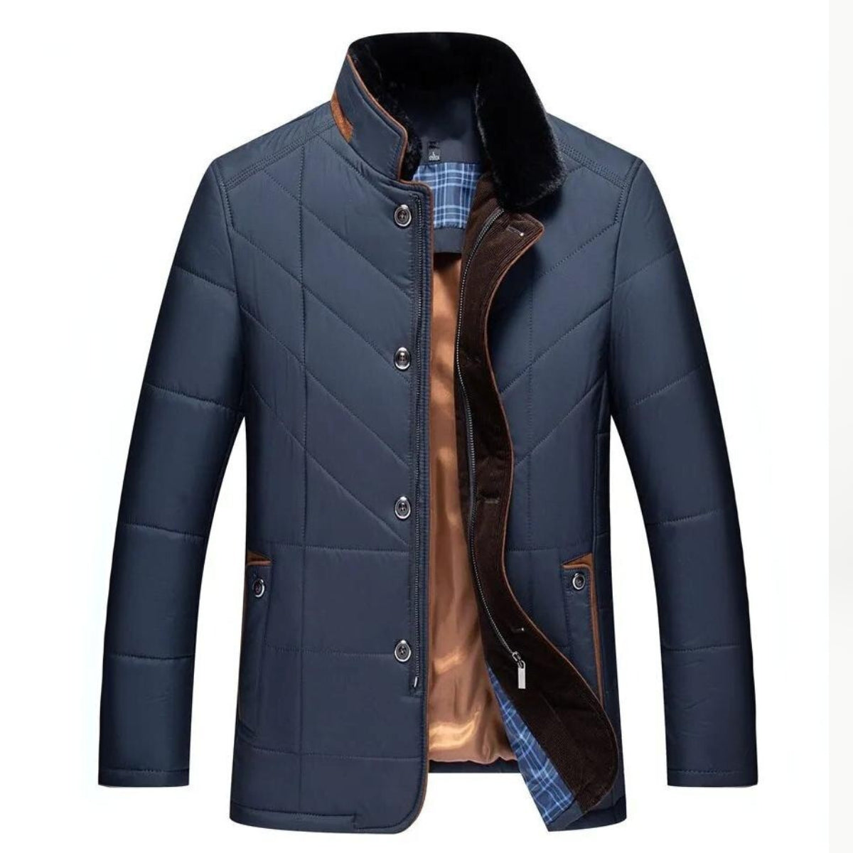 Men's Quilted Winter Jacket With Pockets - Vonnera