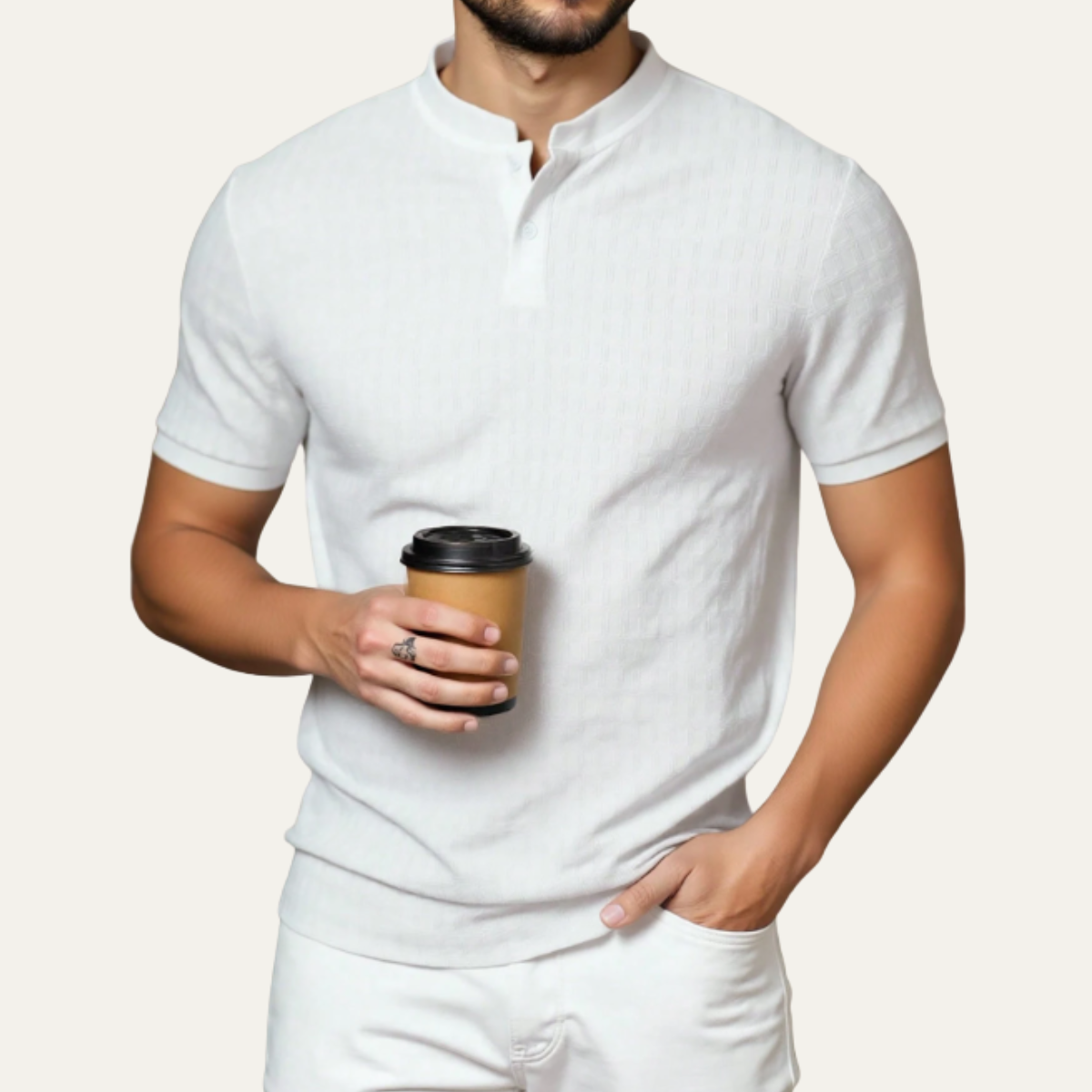Men's Classic Polo Shirt Textured Cotton Summer Wear