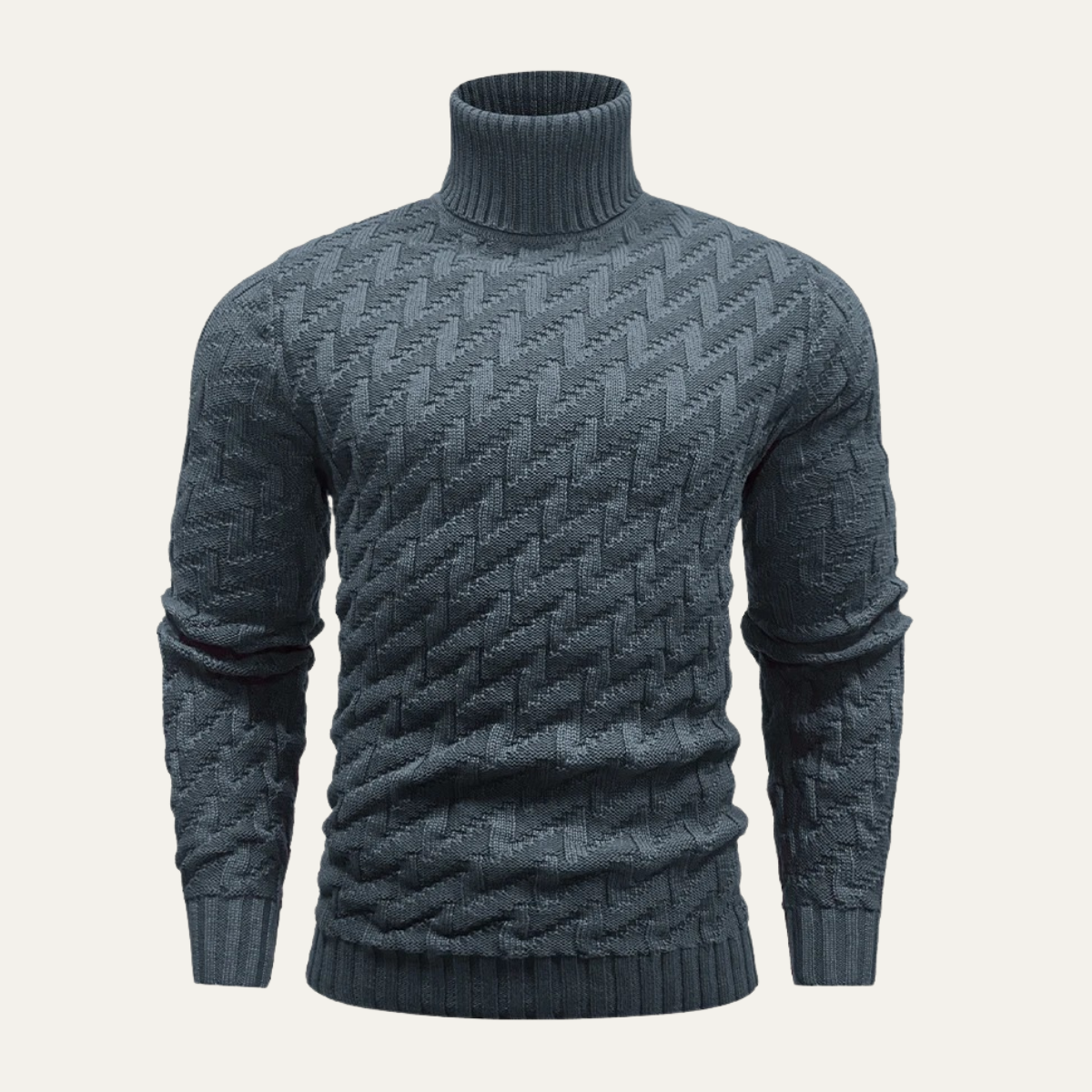 Men's Turtleneck Sweater Warm Knit Winter Beige