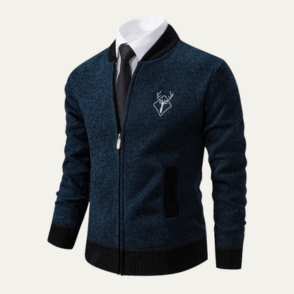Men's Embroidered Knit Zip Sweater