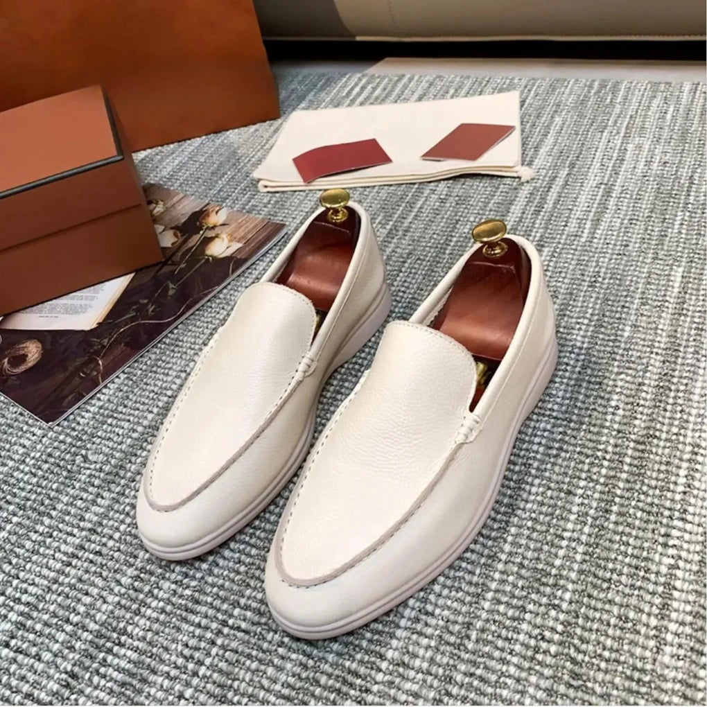 Ladies Loafers Elegant Leather Slip On Shoes
