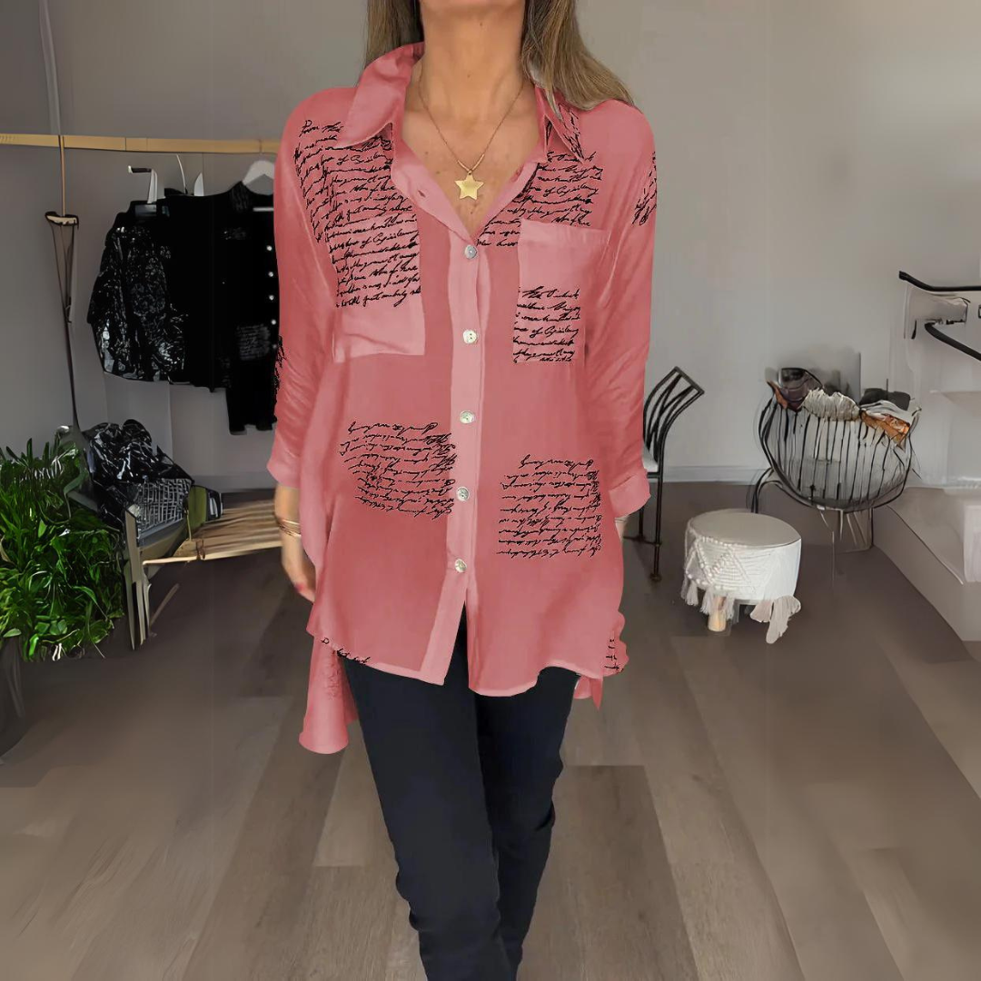 Women's Handwritten Button Up Cotton Shirt
