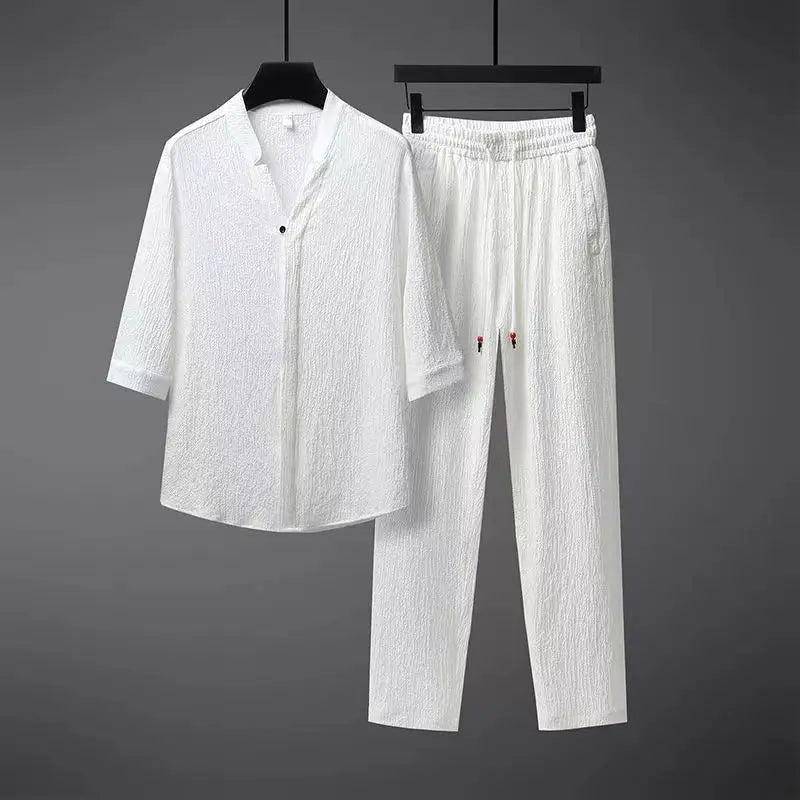 Men's Linen Tracksuit 2-Piece Classic Comfort Set