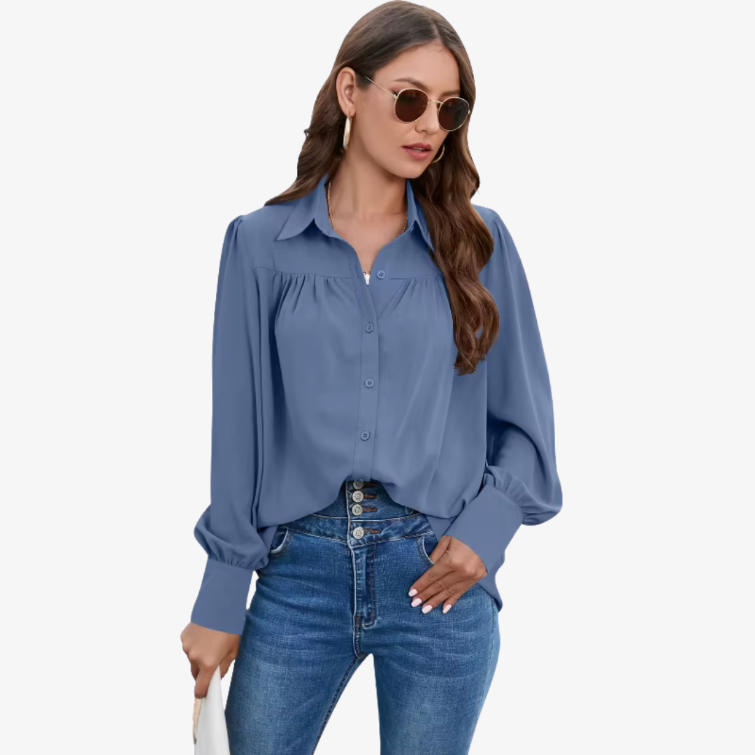Women's Chiffon Blouse Lantern Sleeves - Vonnera