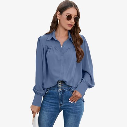 Women's Chiffon Blouse Lantern Sleeves - Vonnera