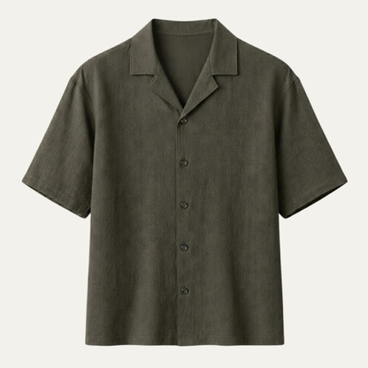 Men's Casual Button Up Shirt Loose Fit Cotton Turn Down Collar